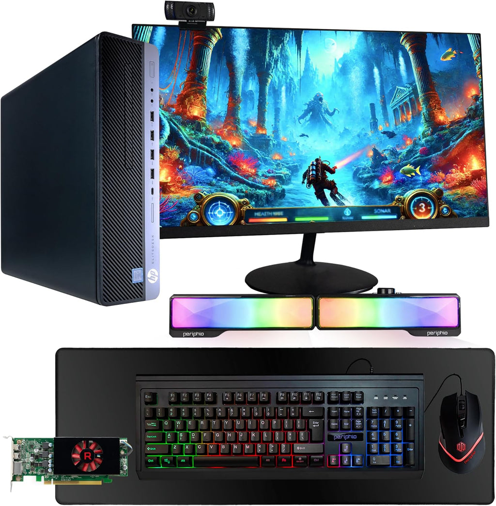 HP Prebuilt Gaming Desktop PC Intel i5 + Radeon RX550 4GB GPU 1080p Gaming PC 16GB DDR4 RAM 500GB SSD Wi-Fi 5G + Bluetooth Windows 11 Pro 24in LCD Monitor (Renewed)