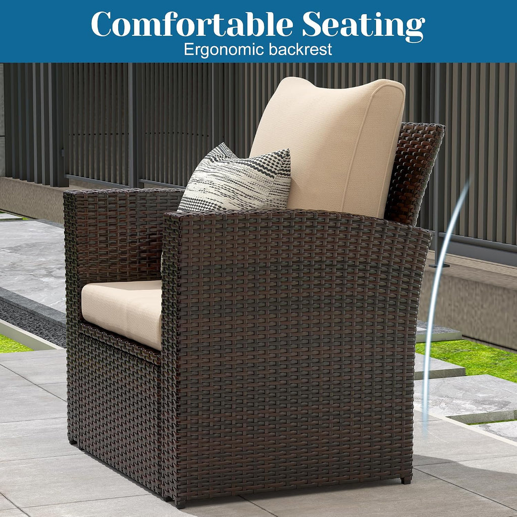 Solaste 4 Piece Patio Outdoor Furniture Sets,Patio Conversation Sofa Wicker Chair with Cushion,Hand Woven Rattan Sofa for Porch Backyard Outside Garden Lawn Yard,Brown