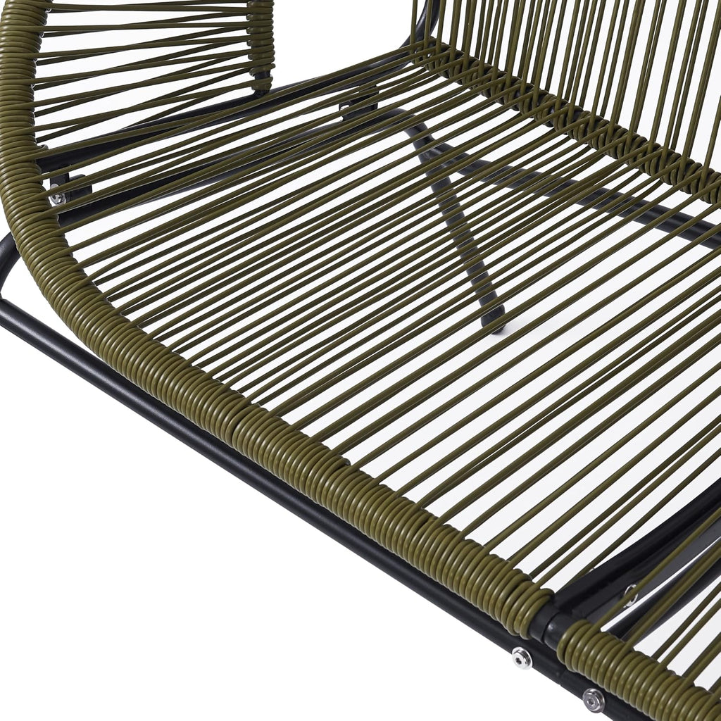 Christopher Knight Home Dessa 3 Piece Patio Furniture Set, Patio Wicker Accent Chair Set of 2 and Loveseat, Metal Frame 4 Seater Outdoor Papasan Lounge Chair Set, PE Rattan Outdoor Bistro Set, Green