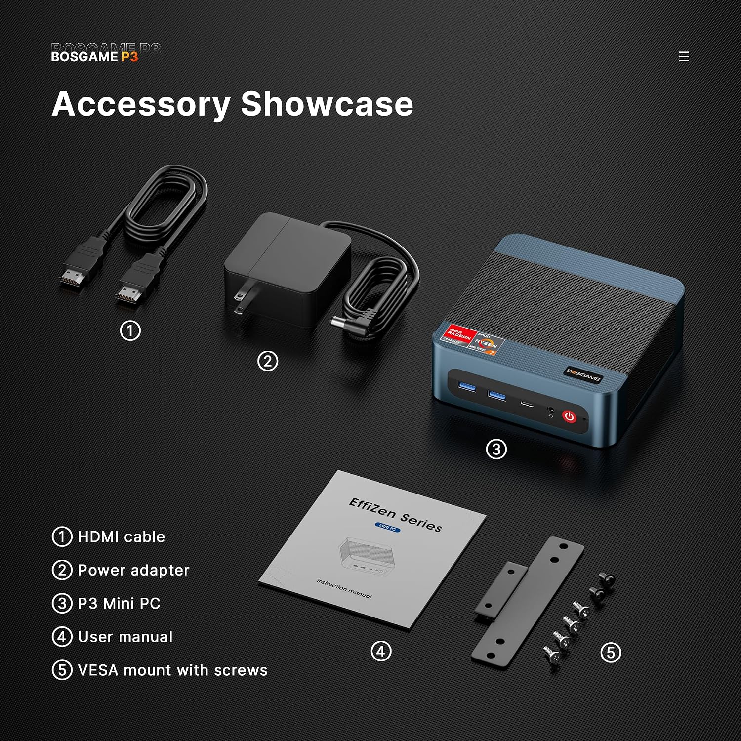 BOSGAME P3 Lite Mini Gaming PC - AMD Ryzen 7 6800H, 32GB DDR5 RAM, 1TB NVMe SSD, Triple Display, Dual 2.5G Ethernet, Wi-Fi 6E/BT 5.2, 11 Pro, Ultra-Compact Desktop Computer
