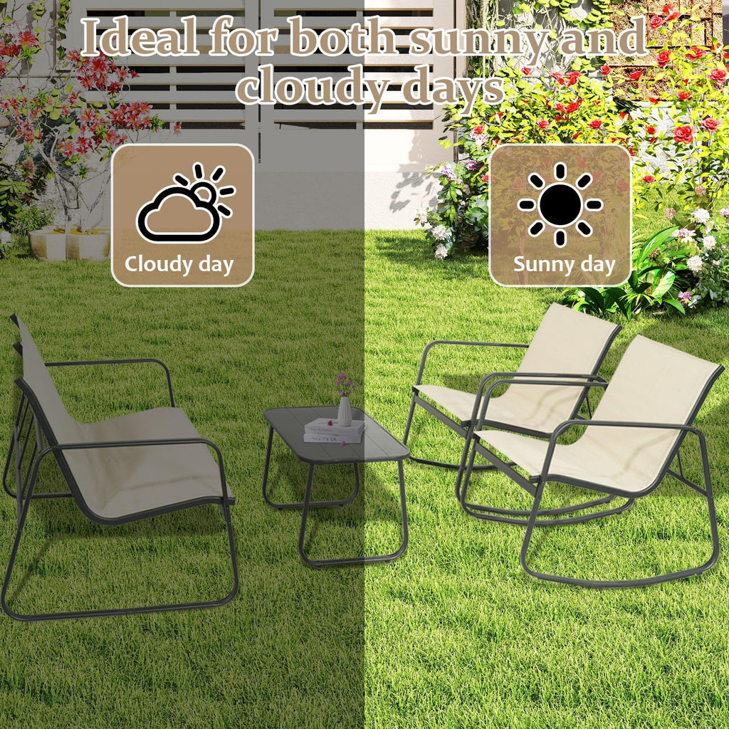 4-Piece Patio Furniture Set, Outdoor Textilene Conversation Set with Chairs & Loveseat, with Coffee Table for Garden, Balcony, Poolside
