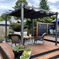 PURPLE LEAF 10' X 12' Outdoor Retractable Pergola with Sun Shade Canopy Patio Metal Shelter for Porch Garden Beach Pavilion Grill Gazebo Modern Yard Grape Trellis Pergola, Gray