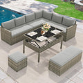 YITAHOME 9 Piece Patio Furniture Set, All-Weather Wicker Outdoor Sectional Sofa with Lift-Top Coffee Table & Ottoman, Patio Conversation Set for Deck, Backyard, Porch - Gray Gradient