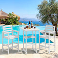 SERWALL Balcony Adirondack Chairs and Table 3 Pieces Set, Oversize Adirondack Bar Height Chairs Set of 2 and Bar Table, Outdoor Bar Stools Set, White