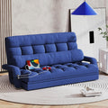 STHOUYN Comfy Bedroom Chair with 2 USB Charging Ports, 5-Position Floor Couch Gaming Chairs for Adults, Lounge Chair Indoor Folding Lazy Sofa Meditation Arm Dorm Chair Living Room (Navy Blue)