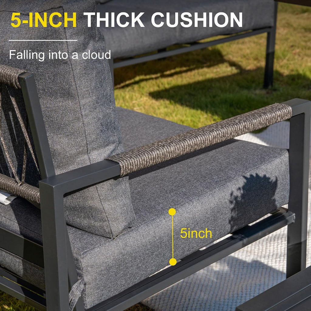 Sundale Outdoor 2 Pieces Patio Set Outdoor Metal Furniture Sets with Loveseat and Side Table, Outdoor Patio Couch for Garden, Backyard, Porch, or Balcony, All-Weather Patio Sofa with Cushions