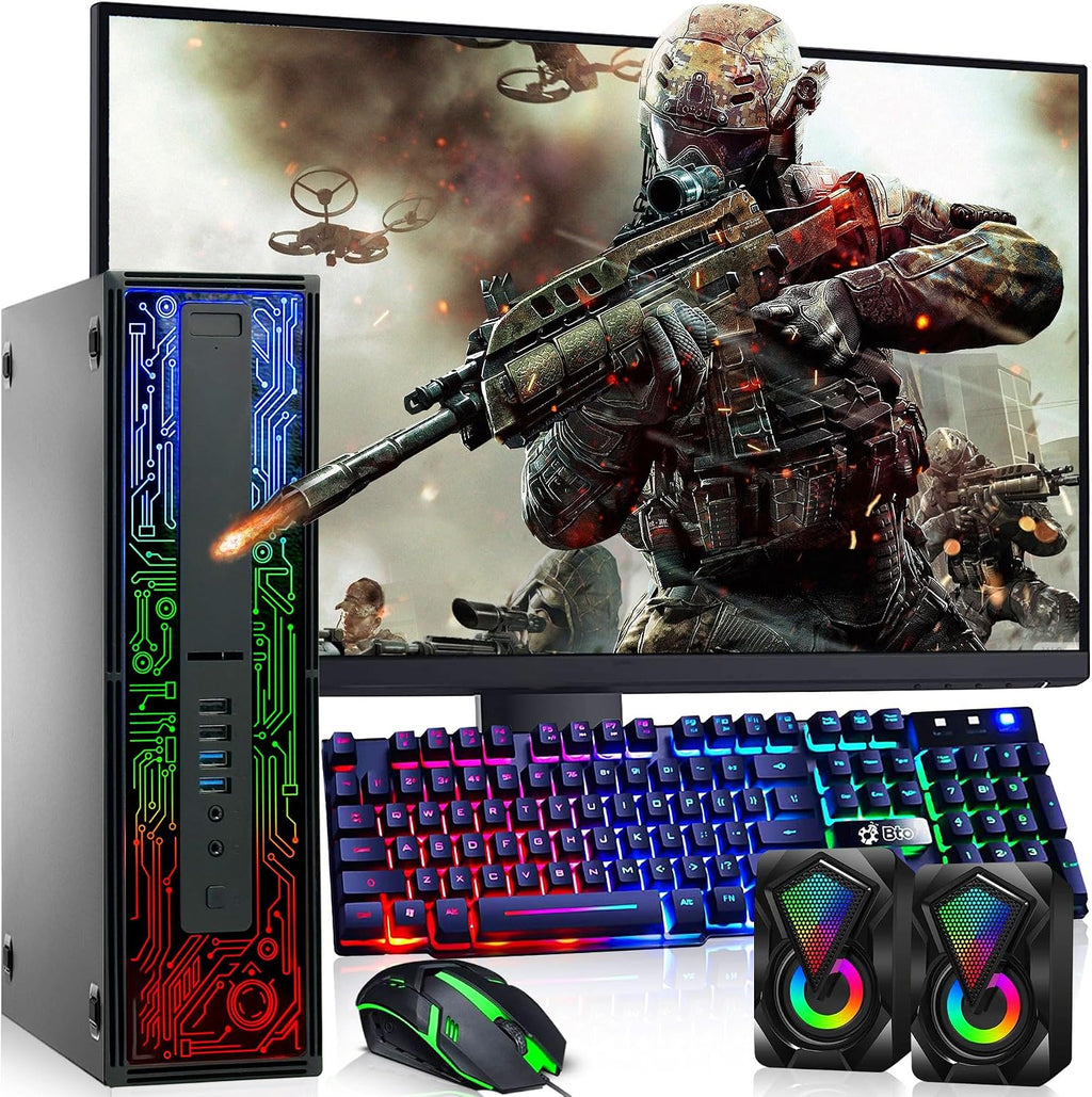 BTO HP G2 RGB Gaming Desktop PC – Intel i5 6th Gen Processor – 16GB Ram – 1TB SSD – NVIDIA GeForce GTX 1050 Ti DDR5 – 24-inch Monitor – Wi-Fi – Windows 11 Pro – Computer Tower for PC Gamer (Renewed)