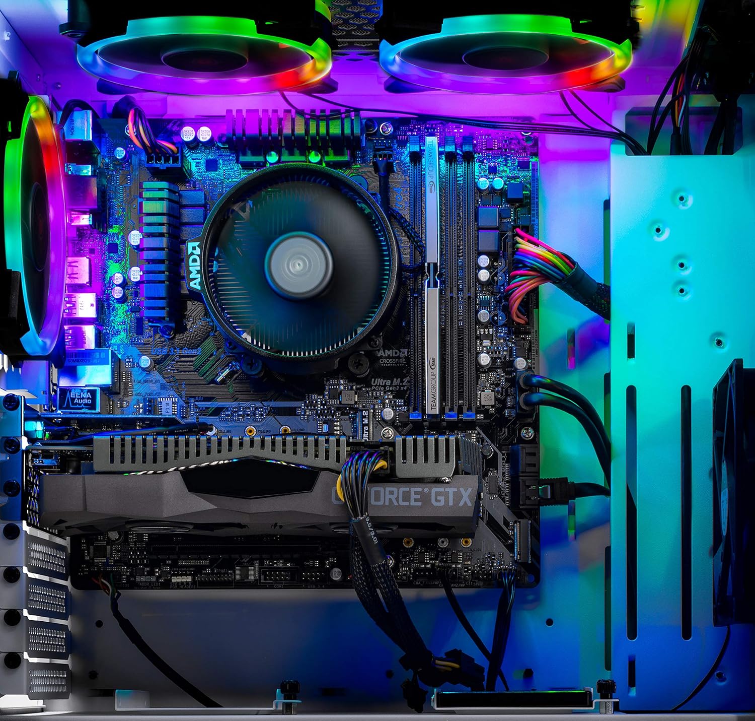 Skytech Archangel Gaming Computer PC Desktop – Ryzen 5 3600 3.6GHz, GTX 1660 6G, 500GB SSD, 8GB DDR4 3200MHz, RGB Fans, Windows 10 Home 64-bit, 802.11AC Wi-Fi