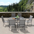 NUU GARDEN Outdoor Patio Dining Set 7 Piece Furniture Set Including 61'x37' Rectangular Outdoor Metal Patio Dining Table and 6 Gray Textilene Chairs for Garden, Patio and Poolside Backyards