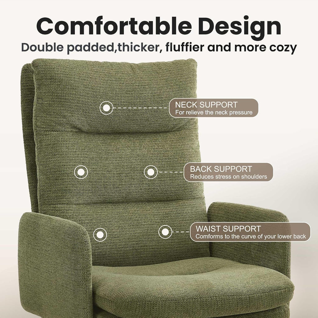 IWMH High-Back Home Office Chair,Upholstered Desk Chair with Armrests,Height Adjustable Armchair with Wheels, Swivel Office Desk Chair, Ergonomic Computer Task Chair, Leisure Armchair Cashmere (Green)