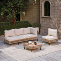 LAUSAINT HOME 5 Pieces Outdoor Sectional Sofa Set, All-Weather PE Wicker Rattan Patio Conversation Set with Thick Cushions & Coffee Table, Patio Furniture Set for Garden, Backyard, Porch (Beige)