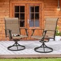NUU GARDEN Outdoor Swivel Patio Dining Chairs Set of 2, All-Weather Textilene Dining Chairs with Metal Frame for Patio, Lawn, Deck or Backyard, Brown