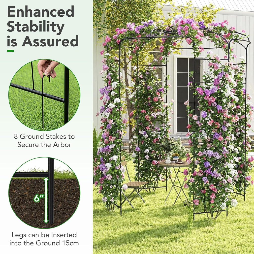 Happygrill Birdcage Shape Garden Arbor, 112' Tall Heavy Duty Gazebo with for Climbing Plants, Outdoor Arch Pergola Pavilion for Wedding Party Ceremony Decoration