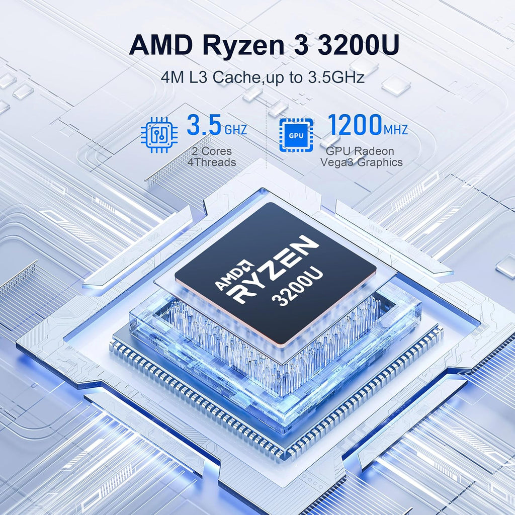 Beelink SER3 Mini PC AMD Ryzen 3 3200U (up to 3.5GHz), 16GB DDR4 2400MT/s 500GB PCIE3.0 SSD Mini Computer, Radeon Vega 3 Graphics,1000Mbps LAN, Dual HDMI 4K Display Home-Office PC