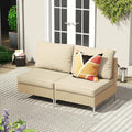 VICLLAX 2 Pieces Wicker Patio Furniture Set, Outdoor Conversation Set of 2 Armless Wicker Sofas with Cushions for Deck, Backyard, Garden, Oak Rattan