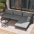 4 Piece Modern Outdoor Sectional Sofa, 31' Oversized Patio Furniture Set with Olefin Woven Rope, Weather-Resistant Metal Frame and Removable Cushion, Dark Grey