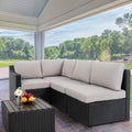 HAPPATIO 5 Piece Patio Conversation Set,All-Weather Patio Furniture Set,Outside Patio Furniture,4 Piece Outdoor sectional,PE Rattan Wicker Outdoor Sectional Sofa.(Brown/Grey)