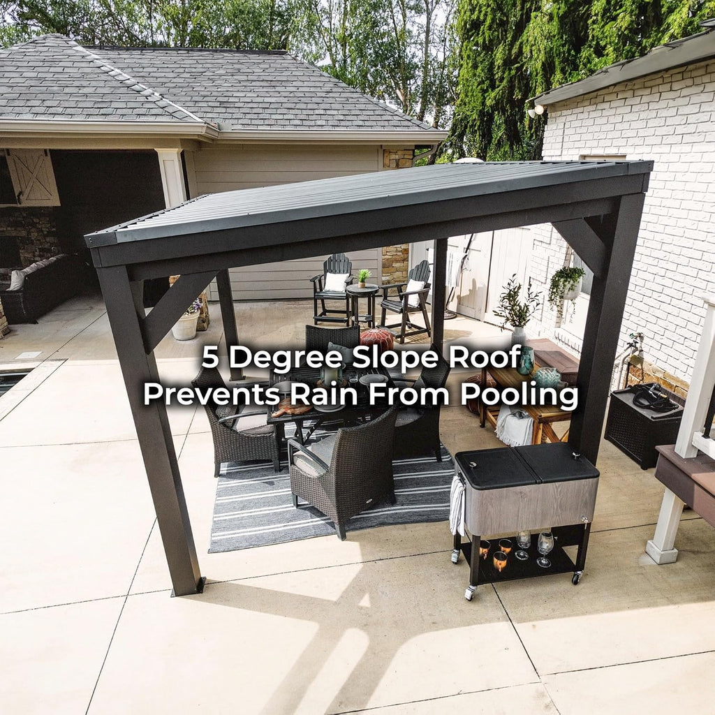 Backyard Discovery Stonebridge 12' x 9.5' Galvanized Steel Outdoor Gazebo Pavilion with Hardtop Slope Roof, Snow Load Support, Wind Resistance, PowerPort, Shade for Garden, Patio, Deck, Entertaining