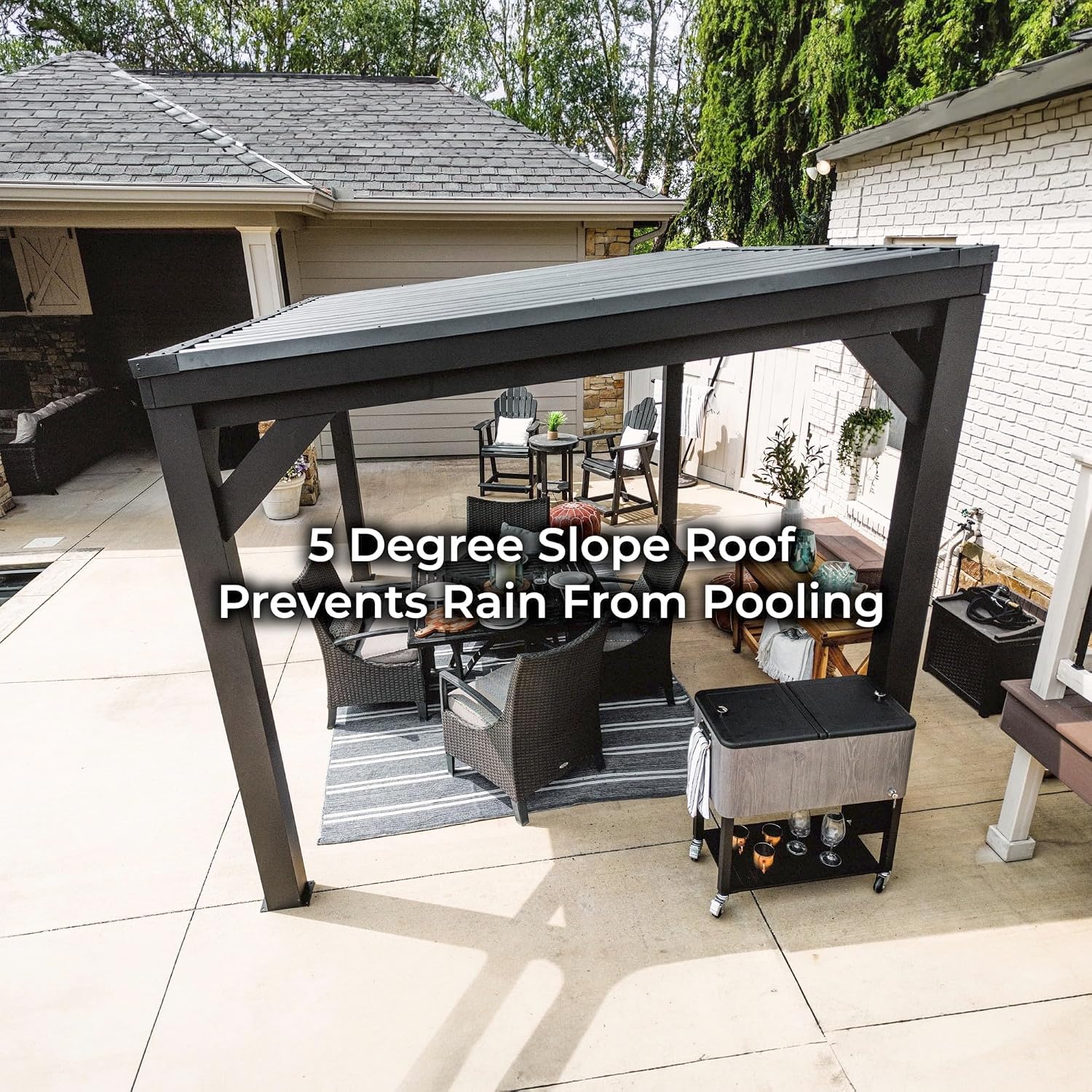 Backyard Discovery Stonebridge 12' x 9.5' Galvanized Steel Outdoor Gazebo Pavilion with Hardtop Slope Roof, Snow Load Support, Wind Resistance, PowerPort, Shade for Garden, Patio, Deck, Entertaining