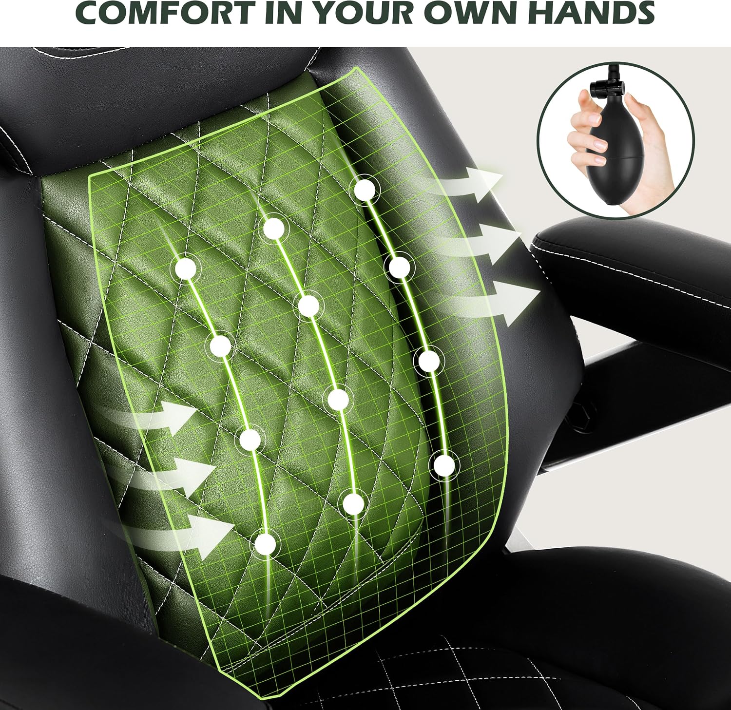Large Big and Tall Office Chair 650lbs with Thick Spring Cushion, 5D Flip Arm Ergonomic Executive Office Chair Adjustable Lumbar Airbag&Extra Wide, Comfy Padded Heavy Duty Game Chair Dual Rubber Wheel