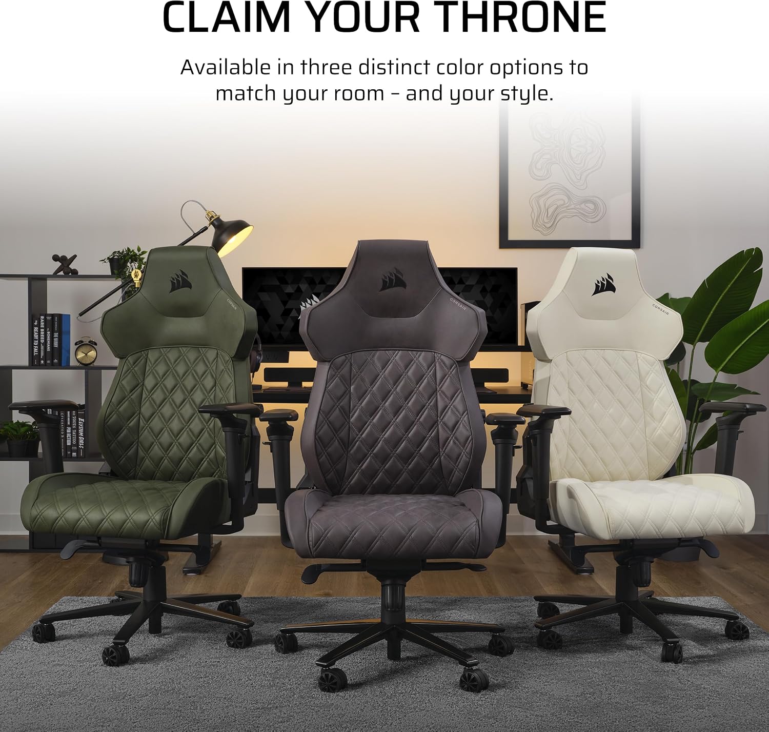 Corsair TC500 Luxe Gaming Chair – Premium Breathable Fabric – Wide Seat – Five-Way Adjustable Armrests – Adjustable Built-in Lumbar Support – 90-135 Degree Recline – Shadow