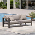 Aluminum Outdoor Patio Furniture, 3 Seats All-Weather Outdoor Patio Sofa with Washable Thick Cushion, Patio Sofa Couch for Porch, Balcony, Deck, Yard, Gray