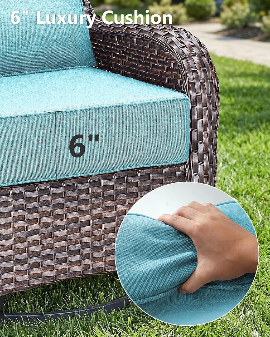 Outdoor Cushion Set for Furniture patio furniture,UV Resistant,Waterproof outdoor cushion set - 6 Inch thick foam garden cushions– 24x24 Inch Patio Seat Covers for Chair/Sofa/Couch Baby Blue 4-pack