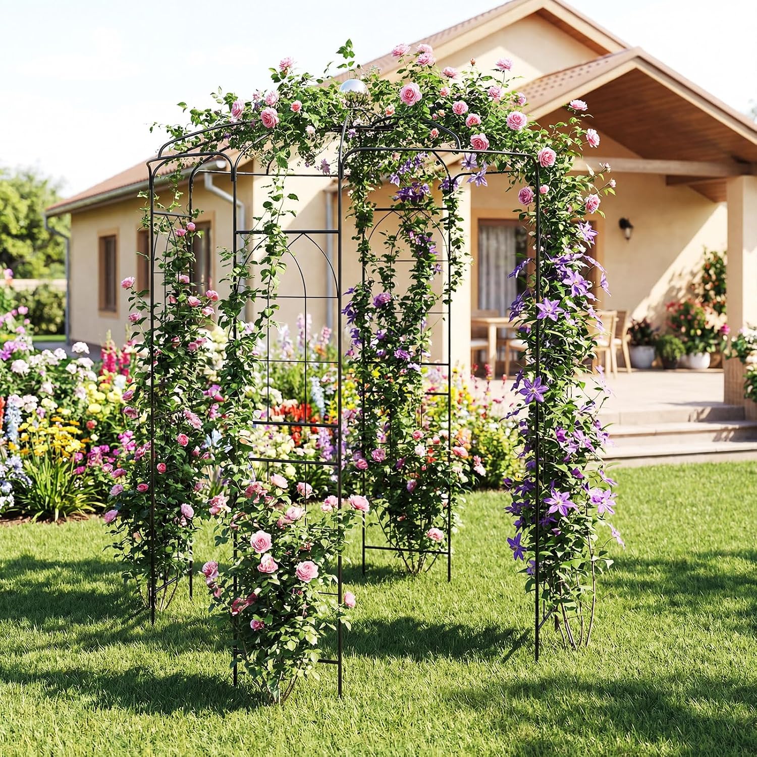 Giantex Birdcage Shape Gazebo - 9.3' H x 6.5' W Metal Arch Trellis for Climbing Plants Clematis Vines, French Style Pergola Pavilion Garden Arbor for Weddings Photoshoots Ceremony Party Outdoor Decor