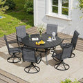 VICLLAX 7 Pieces Patio Dining Set, Patio Furniture Set of 6 Patio Swivel Dining Chairs and 50' Patio Spliced Round Tabletop, Dark Charcoal Chairs & Black Tabletop