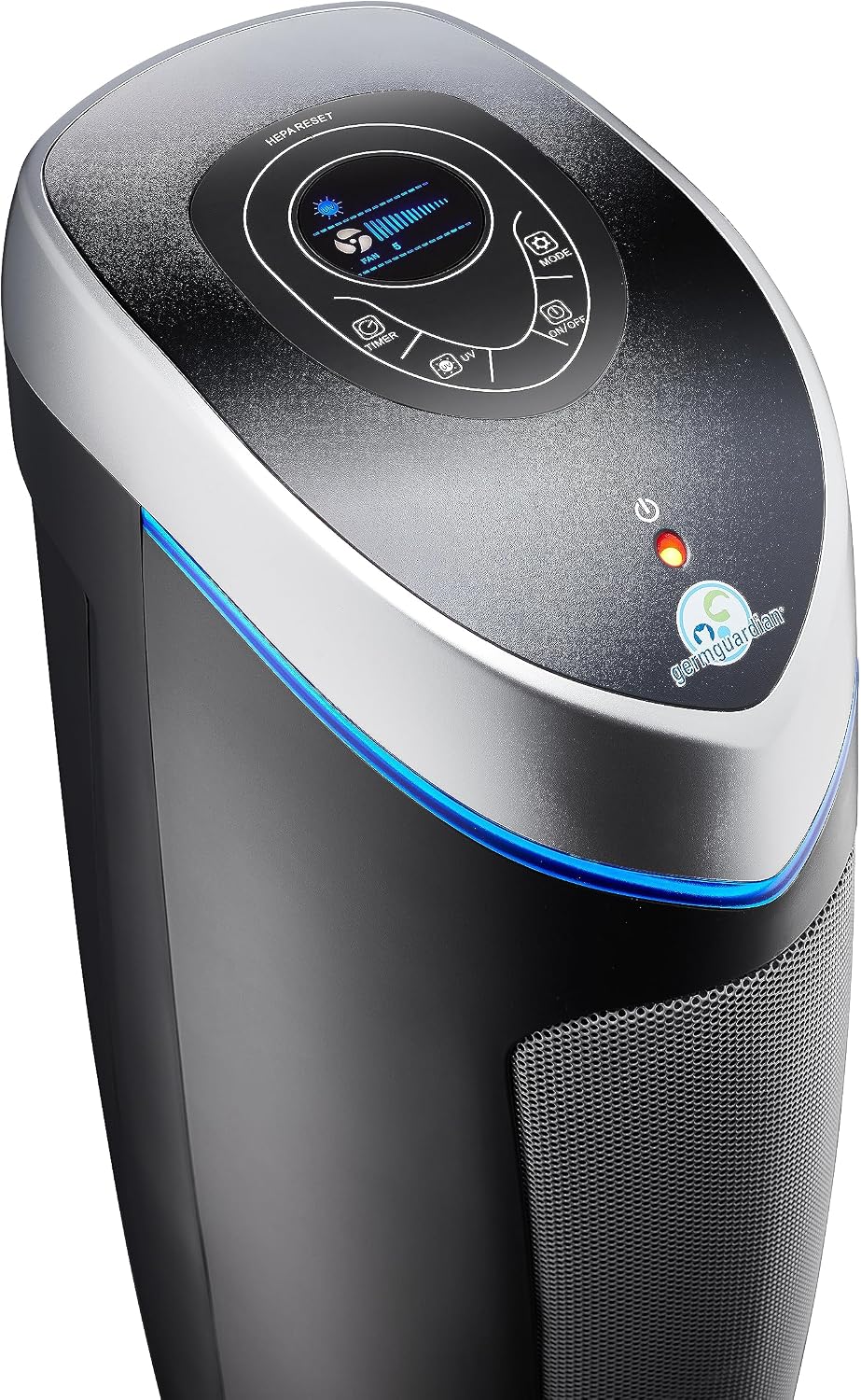GermGuardian 5-In-1 HEPA Air Purifier for Home, Large Rooms Up To 915 Sq. Ft. with HEPA Pet Air Filter, UV-C Light & Odor Reduction, AC5250PT, 28' Tower, Gray