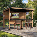 Modern Shade Woodberry Outdoor Bar 6' X 12' with TV Mount, Cedar Wood Gazebo with Dual bar Tops & Shelves, Grill Gazebo with USB and USB-C Charging Ports, Bar Gazebo with Dual Bar Counters for Patio