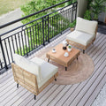 LAUSAINT HOME 3 Pieces Outdoor Sectional Sofa Set, All-Weather PE Wicker Rattan Patio Conversation Set with Thick Cushions & Coffee Table, Patio Furniture Set for Garden, Backyard, Porch (Beige)