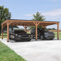 Backyard Discovery Arcadia 24' x 12' Cedar Wood Outdoor Gazebo Pavilion with Hardtop Galvanized Steel Slope Roof, Snow Support, Wind Resistance, PowerPort, Shade for Garden, Patio, Deck, Entertaining