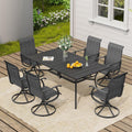 VICLLAX 7 Pieces Patio Dining Set, Patio Furniture Set of 6 Patio Swivel Dining Chairs and Rectangular Patio Table with Storage Shelf, Dark Charcoal Chairs & Black Tabletop