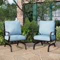 PHI VILLA Patio Conversation Set for 2, Deluxe Outdoor Patio Set with 2 C-Base Padded Sofa Chair(Blue)