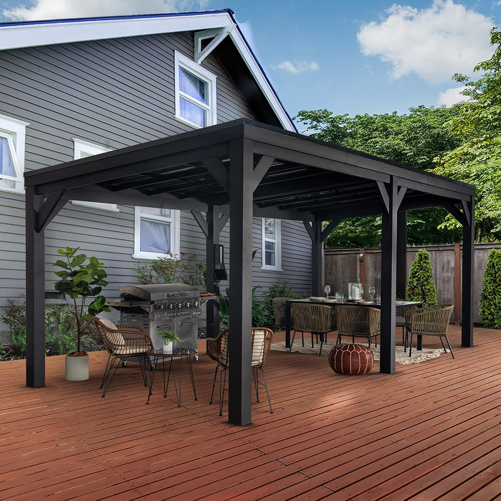 Backyard Discovery Stonebridge 20' x 9.5' Galvanized Steel Outdoor Gazebo Pavilion with Hardtop Slope Roof, Snow Load Support, Wind Resistance, PowerPort, Shade for Garden, Patio, Deck, Entertaining