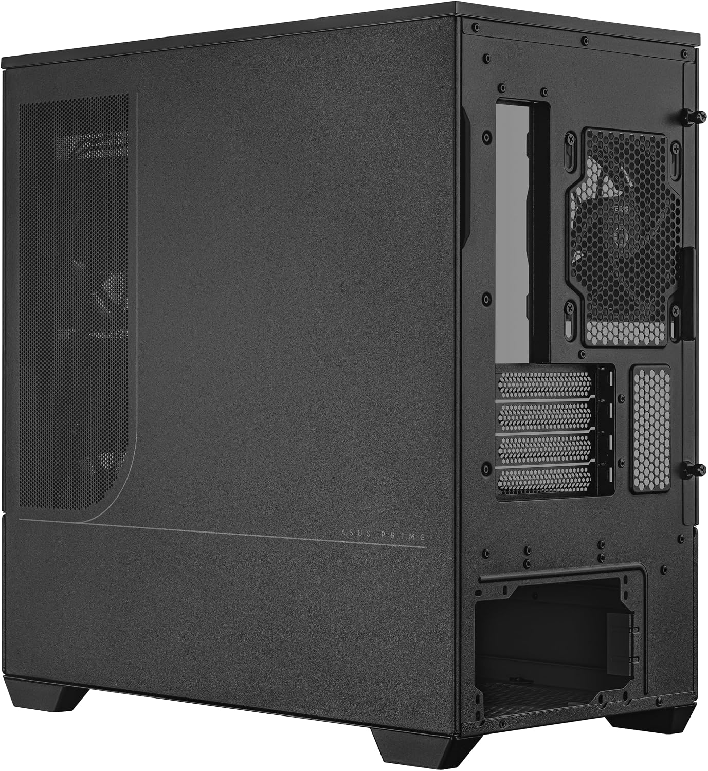 ASUS Prime AP202 ARGB Black mATX pc case with Fully Tempered Curved Glass, Supports Graphics Cards up to 420mm Long, 360mm Long radiators, Easy-Detach Rail, Patented Slot Vent, 3 Built-in ARGB Fans