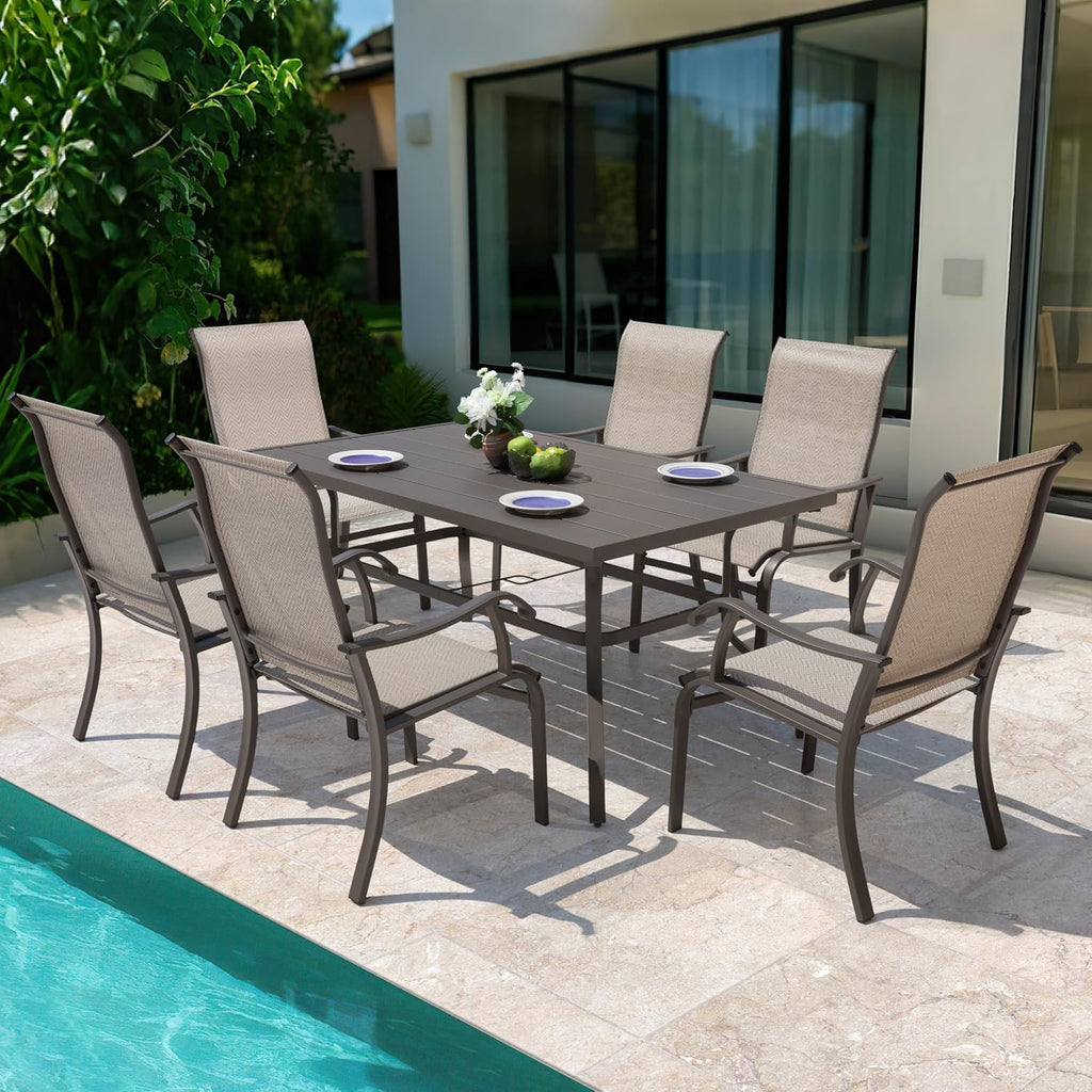NUU GARDEN Patio Dining Chairs Set of 4, All Weather Textilene Patio Chairs,Powder-Coated Metal Frame Outdoor Patio Bistro Dining Chairs for Lawn Garden Backyard, Beige