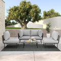 LayinSun 5 Pieces Aluminum Patio Furniture Set, Modern Modular Sectional Sofa with Coffee Table and Upgrade Thickness Cushion