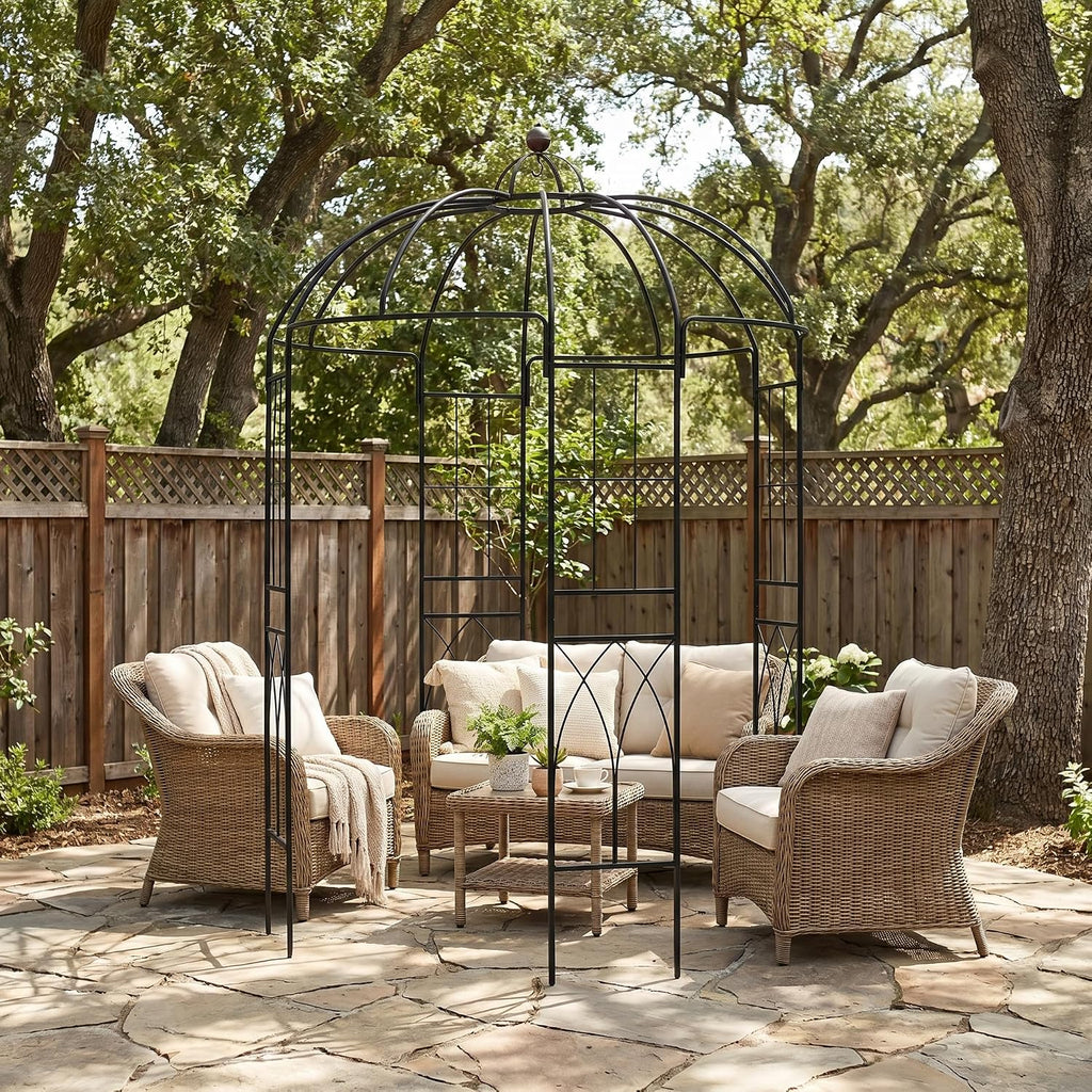 Garden Arches Arbors Birdcage Shape,9' High x 6.8' Wide,Metal Pergola Pavilion Gazebo Enduring Iron Trellis Plants Support Use for Outdoor Garden Arbor Climbing Plants Wedding Arches Ceremony