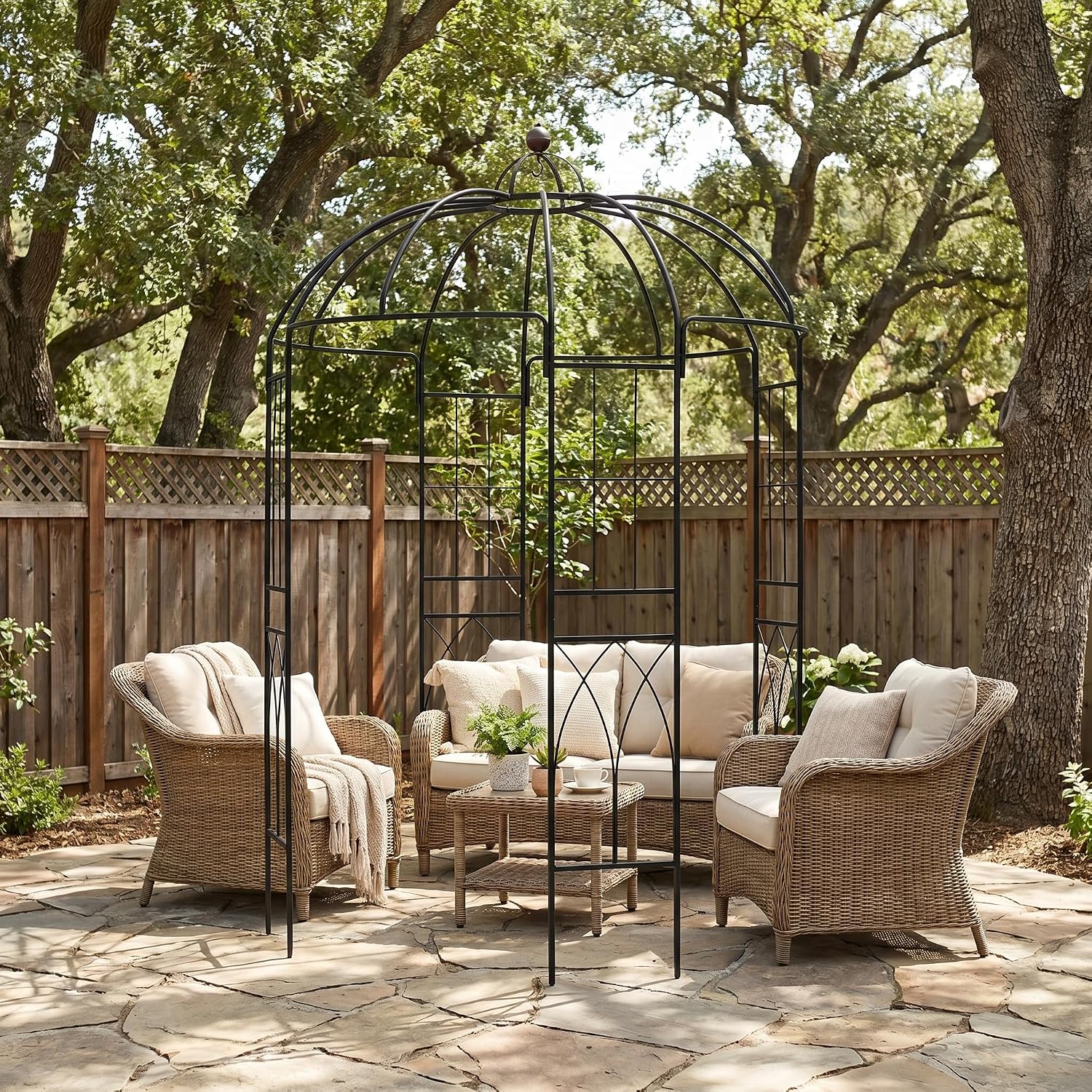 Garden Arches Arbors Birdcage Shape,9' High x 6.8' Wide,Metal Pergola Pavilion Gazebo Enduring Iron Trellis Plants Support Use for Outdoor Garden Arbor Climbing Plants Wedding Arches Ceremony