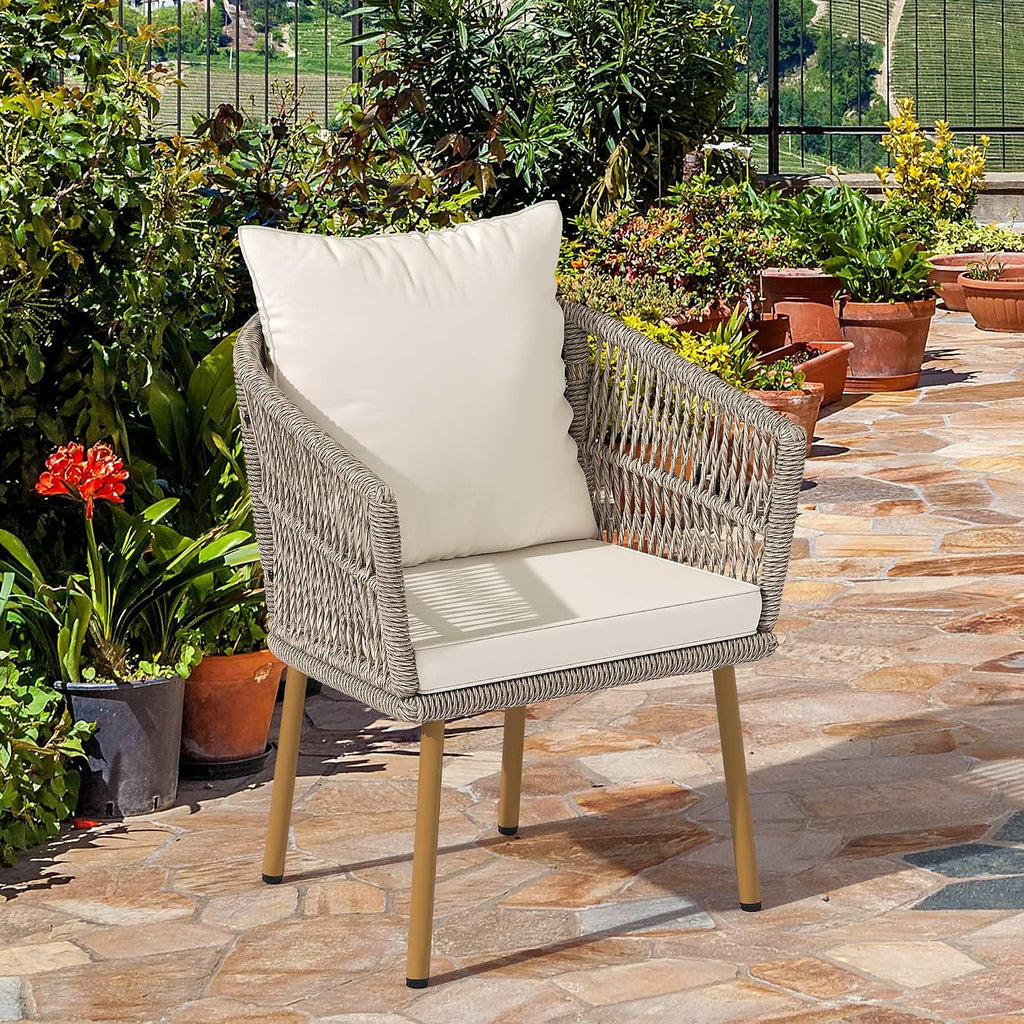 YITAHOME Outdoor Dining Single Sofa Chair, Indoor-Outdoor Wicker Bistro Chairs, PE Rattan Armchair Seating for Patio, Backyard, Poolside, Balcony - Tan