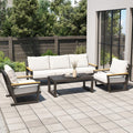 Aug-guan Aluminum Outdoor Sofa,4 Seats Modern Patio Furniture Set,Sectional Sofa Conversation Set with Coffee Table, Upgraded Washable Cushions for Garden Backyard,Grey