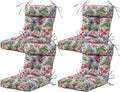 ARTPLAN Outdoor Chair Cushion,Tufted Adirondack Patio Chair Cushion,Wicker High Back Outdoor Seat Cushion,Set of 4,44' L x 21' W x 4' H (4 Pack),Floral