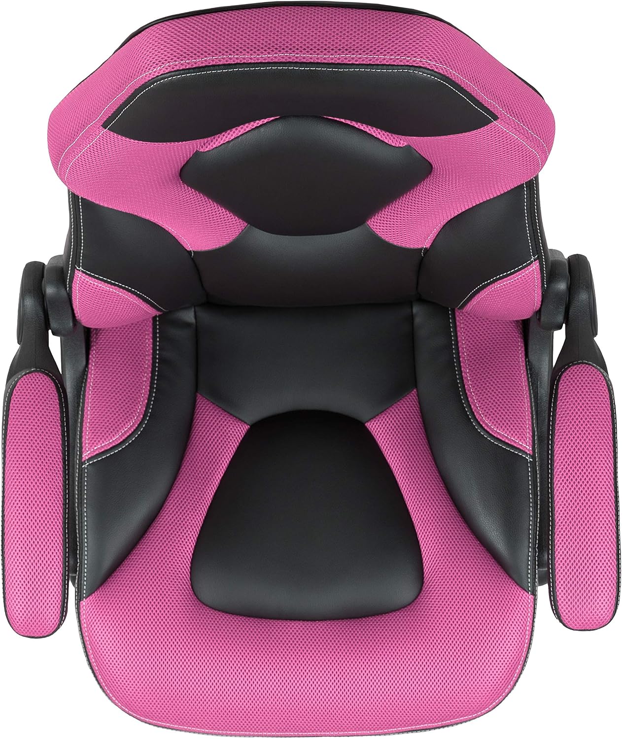 Flash Furniture X10 High-Back LeatherSoft Racing Style Gaming Chair with Flip-Up Arms, Ergonomic Padded Swivel Computer Chair, Pink/Black