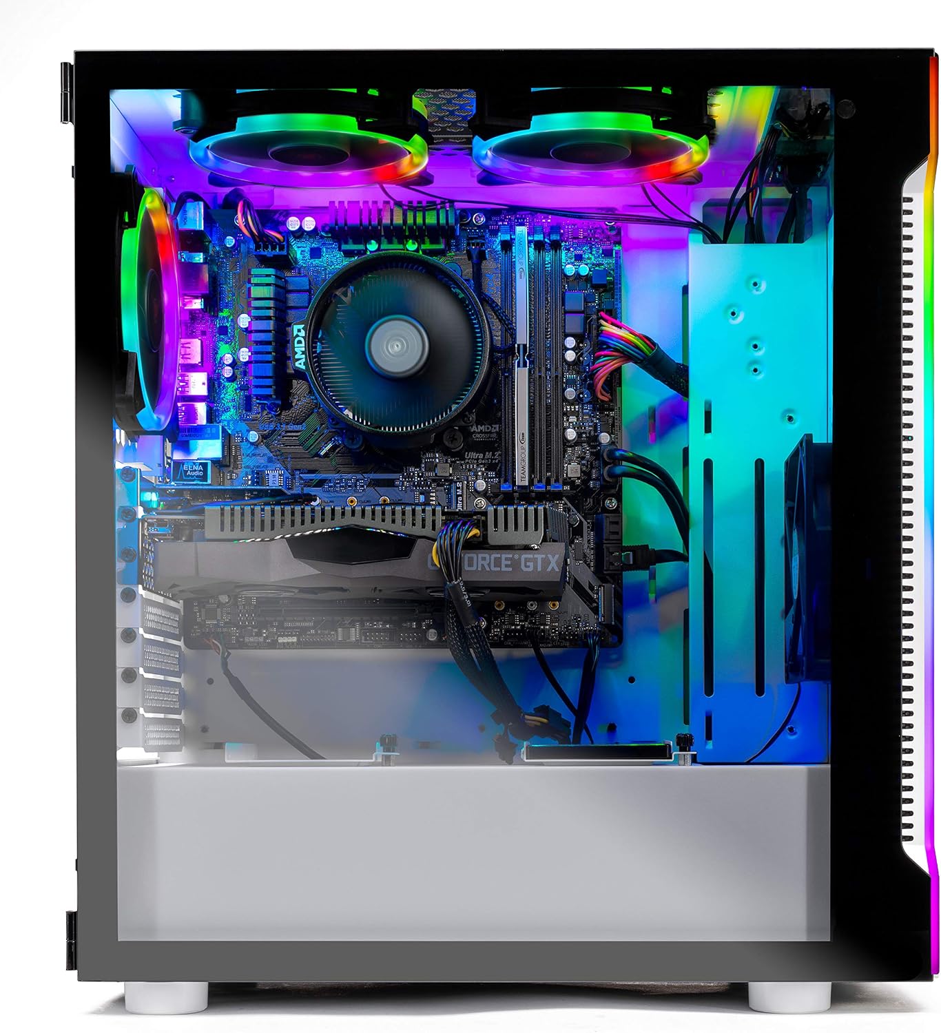 Skytech Archangel Gaming Computer PC Desktop – Ryzen 5 3600 3.6GHz, GTX 1660 6G, 500GB SSD, 8GB DDR4 3200MHz, RGB Fans, Windows 10 Home 64-bit, 802.11AC Wi-Fi