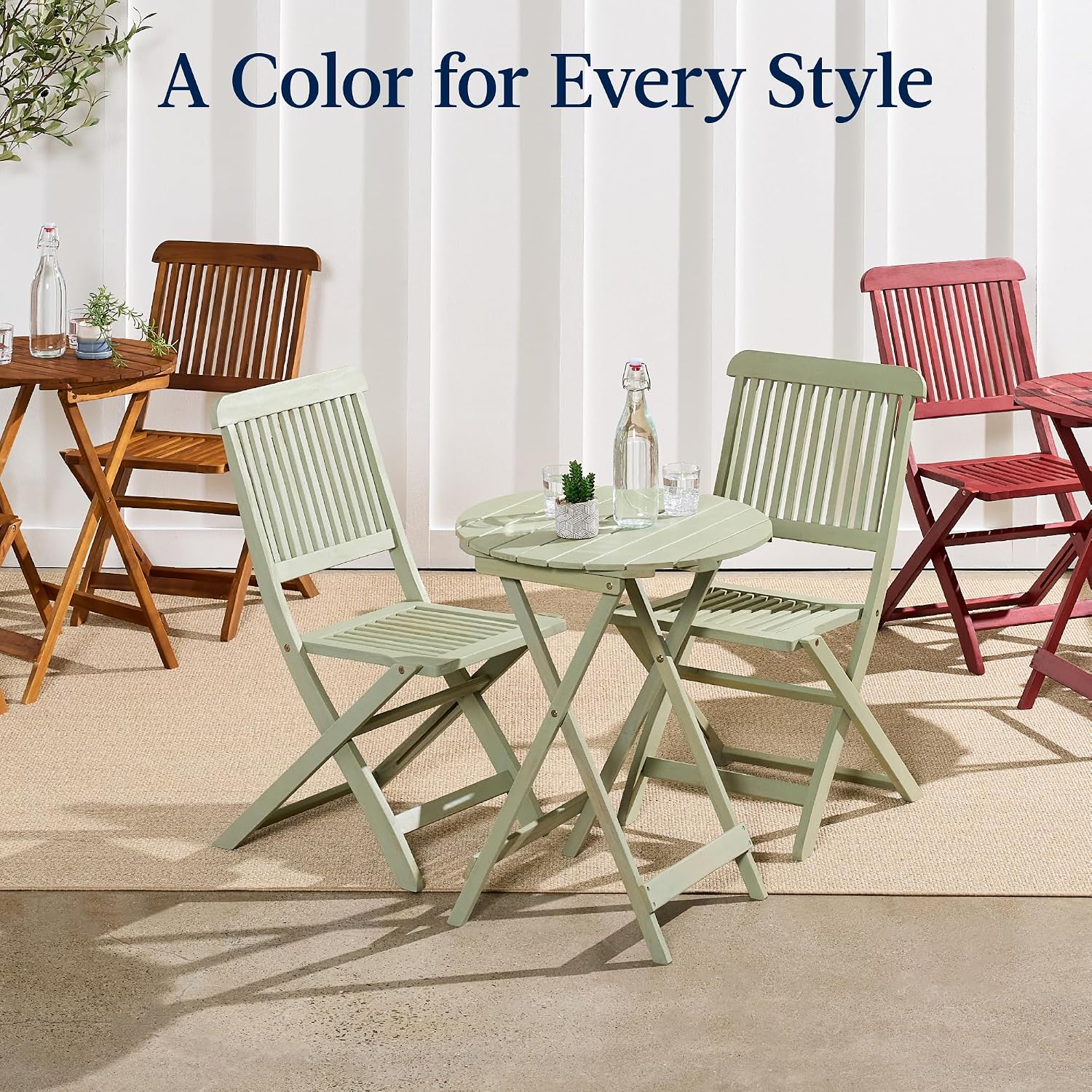 Best Choice Products 3-Piece Acacia Wood Bistro Set, Folding Patio Furniture for Backyard, Balcony, Deck w/ 2 Chairs, Round Coffee Table, Teak Finish - Charcoal