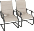 NUU GARDEN Patio Dining Chairs Set of 2, Outdoor Dining Chairs with Breathable Textilene Seat, All-Weather Patio Furniture for Garden Deck Backyard Porch, Grayish Beige