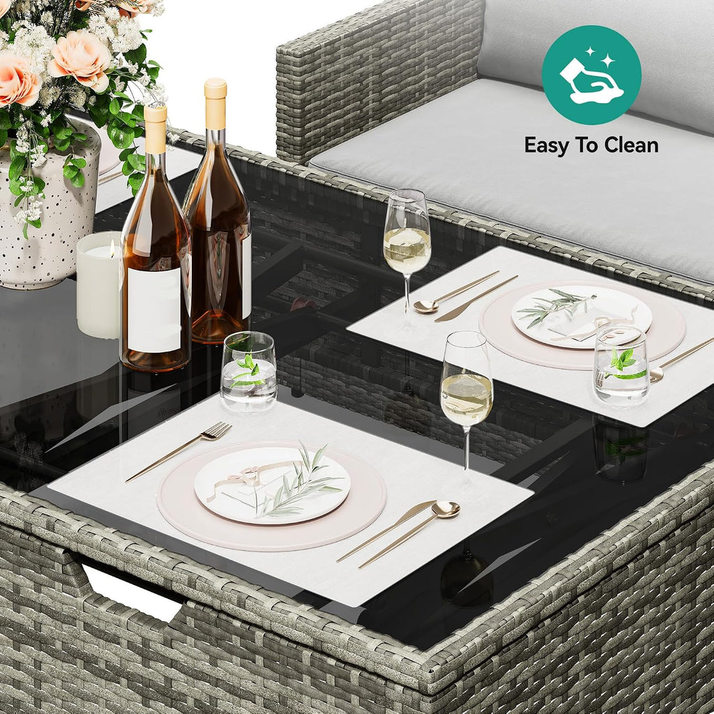 YITAHOME 9 Piece Patio Furniture Set, All-Weather Wicker Outdoor Sectional Sofa with Lift-Top Coffee Table & Ottoman, Patio Conversation Set for Deck, Backyard, Porch - Gray Gradient
