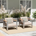 Aluminum Outdoor Patio Furniture Armchair, All-Weather Outdoor Patio Sofa with Washable Thick Cushion, Patio Sofa Couch Set of 2 for Porch, Balcony, Deck, Yard, Silver